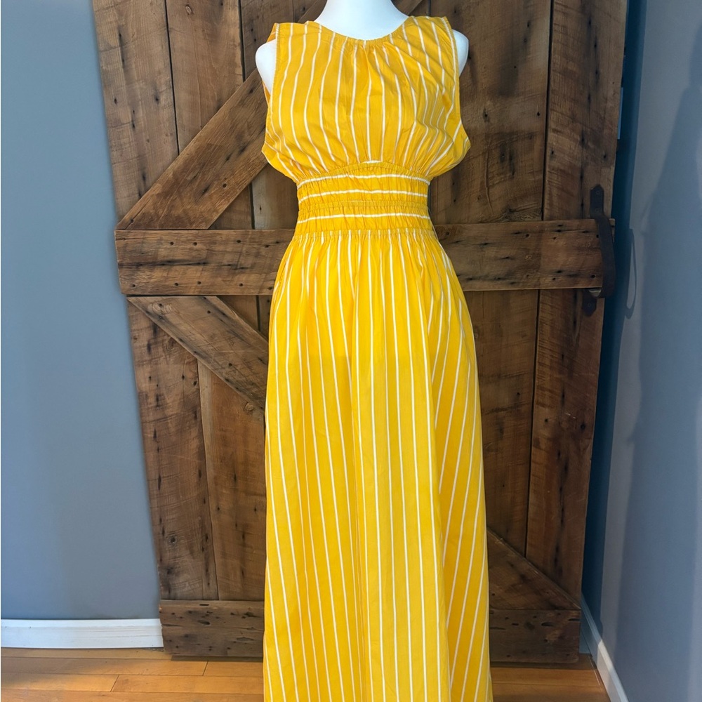 Faithfull the Brand Yellow Striped Maxi Dress